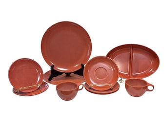 Vintage Watertown Lifetime Ware 10pc Lot Melmac Melamine USA Red