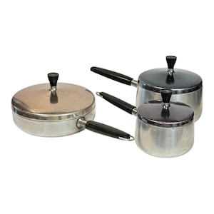 Vintage WearEver Plus Stainless Inner Clad Aluminum Cookware Set of 3 w Lids USA