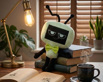 Dandy's World Vee Plush Toy Green TV Head Stuffed Animal Cute Roblox Gamer Gift Kawaii Plushie Birthday Present Cozy Room Decor Fan Art Doll