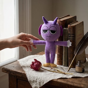 Peluche Incredibox OC Depler, Peluche personalizado de monstruo morado, Peluche de personaje de videojuego, Muñeco suave de demonio adorable, Regalo para fans de juegos indie, Estilo artesanal
