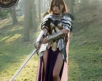 Fantasy Stahl Rüstung Kostüm / Mittelalter Krieger Cosplay Outfit / LARP Rüstung / Renaissance Festival Rüstung / Kriegerin Prinzessin Kostüm