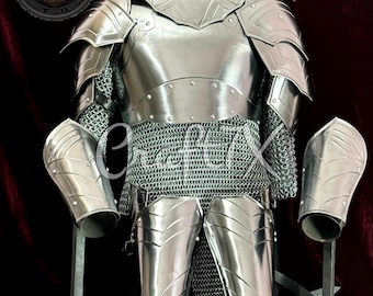 Handgefertigte Mittelalterliche Ritter Ganzstahl Rüstung Anzug, Tragbare LARP Cosplay Brustpanzer Set