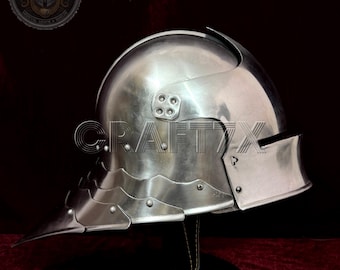 Stahl-Schallerhelm mit Visier - Mittelalterliche Ritter Rüstung für Cosplay, LARP
