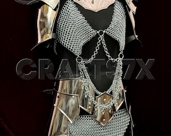 Stahl Kettenhemd BH Rüstung - Mittelalterliches Krieger Cosplay Kostüm Set