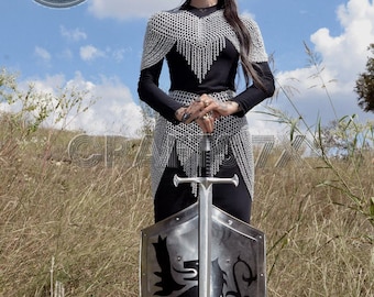 Mittelalterliche Kettenrüstung/Kriegerin Kettenrock & Oberteil/Fantasy Mittelalterliches Rüstungs-Set/Gothic Knight Kostüm/LARP Cosplay Rüstung