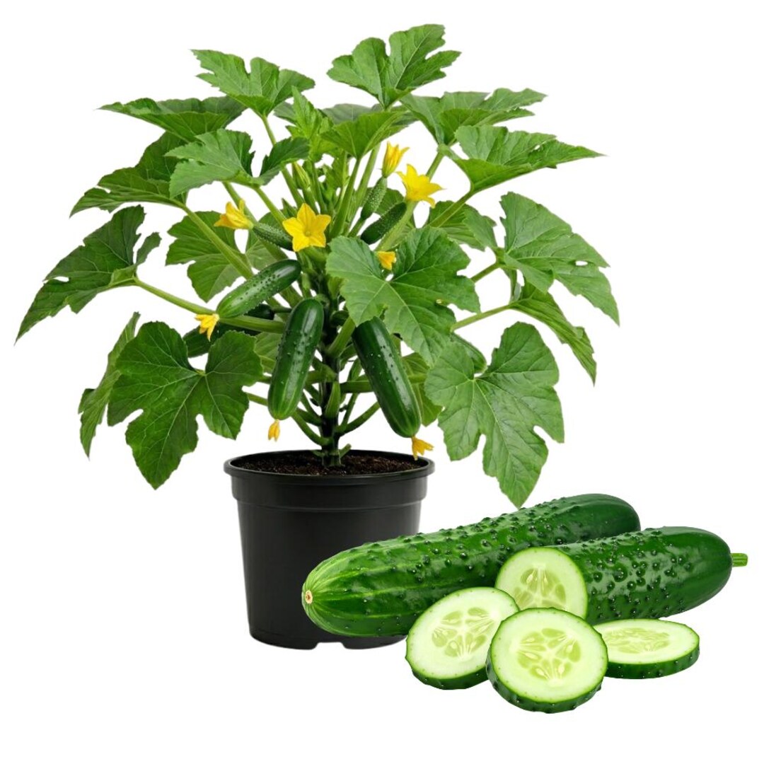 5 Inch Cucomber 2 Cucumber Live Plant in 4 Inch Pot, 6-8 Inch Tall for Outdoor ...