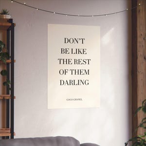 Póster "No seas como las demás, querida", lámina de pared inspirada en Chanel, arte mural minimalista de moda, decoración moderna y femenina para el dormitorio. imagen 6