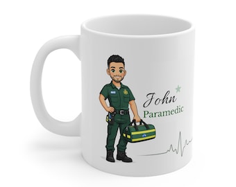 Taza de paramédico personalizada, regalo con nombre personalizado para paramédicos, taza de servicios de emergencia