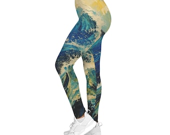Leggings con estampado de olas del océano / Pantalones de yoga con estampado costero