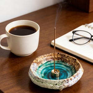 Ceramic Incense Burner, Round Tray, Kiln-fired Handmade Ceramic Incense Burner, Yoga, Meditation, Housewarming Gift