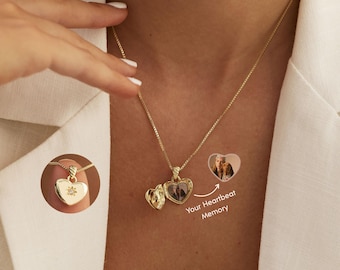 Collier médaillon photo en forme de cœur personnalisé, pendentif pierre de naissance sur mesure, bijou souvenir à offrir à maman, cadeau d'anniversaire, cadeau pour elle