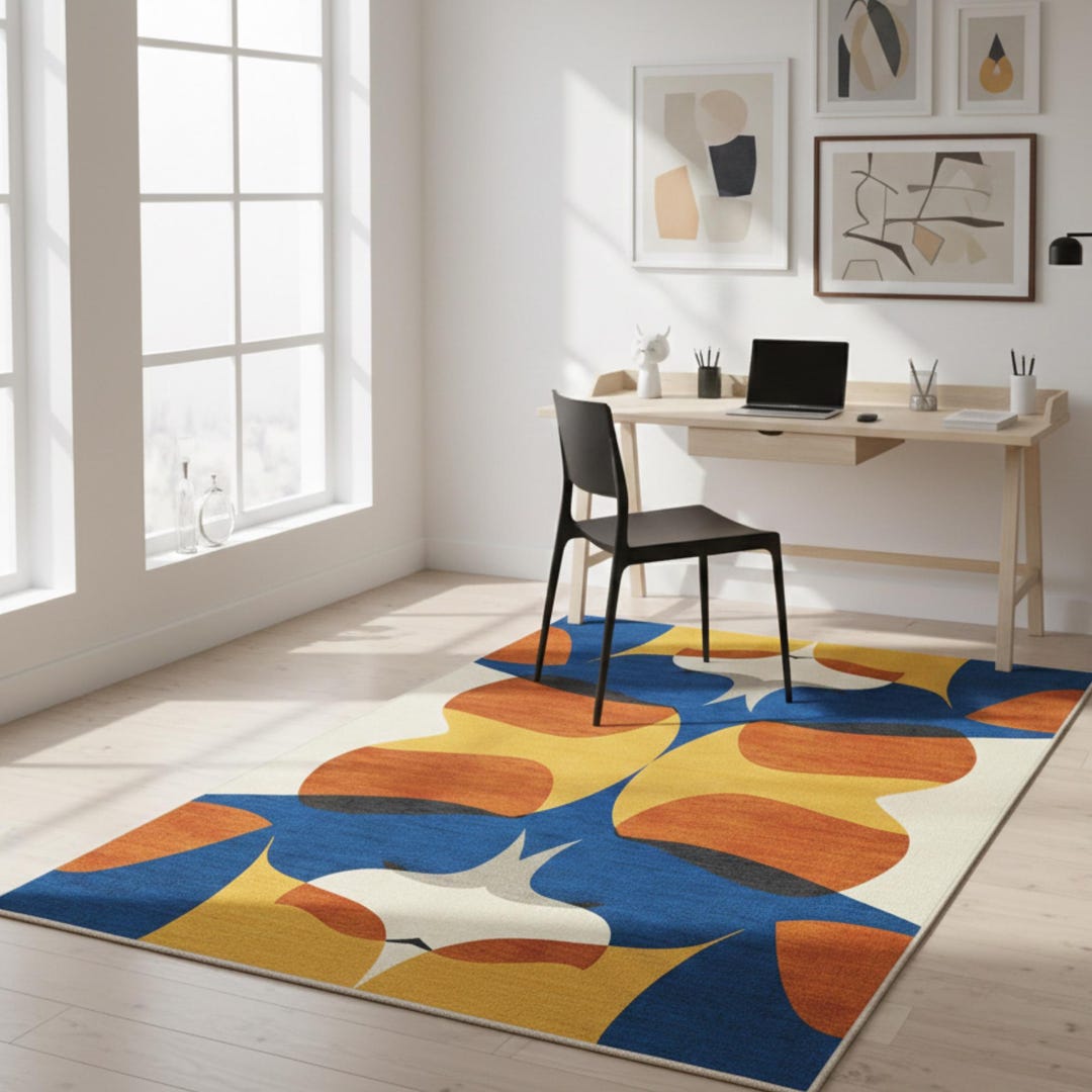 Abstract Art Rug, Modern Colorful Area Rug, Contemporary Artistic ...