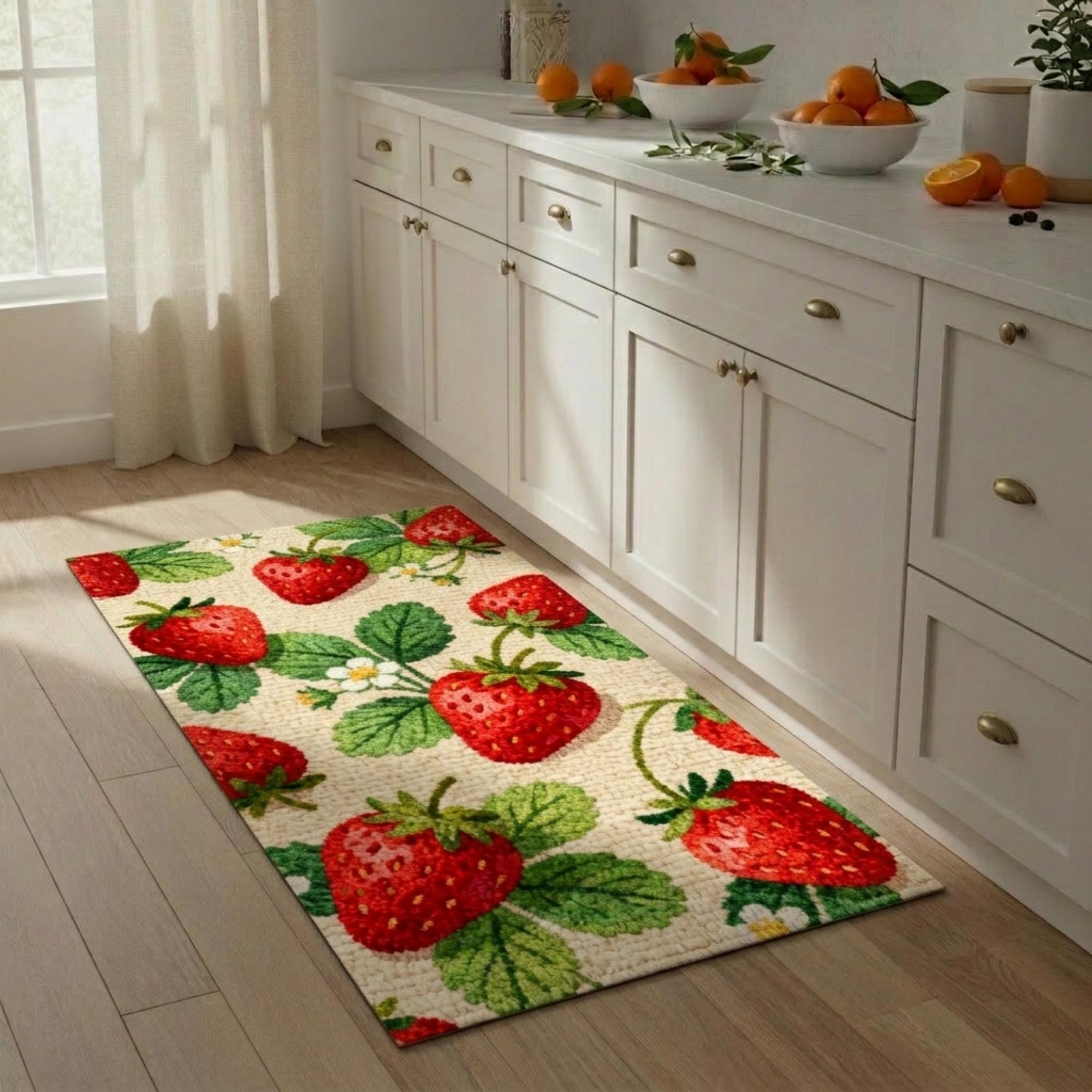 Stawberry Rug Strawberry Patterned Rug, Rural Home Style Rug, Fruit Rug, Vintage ...