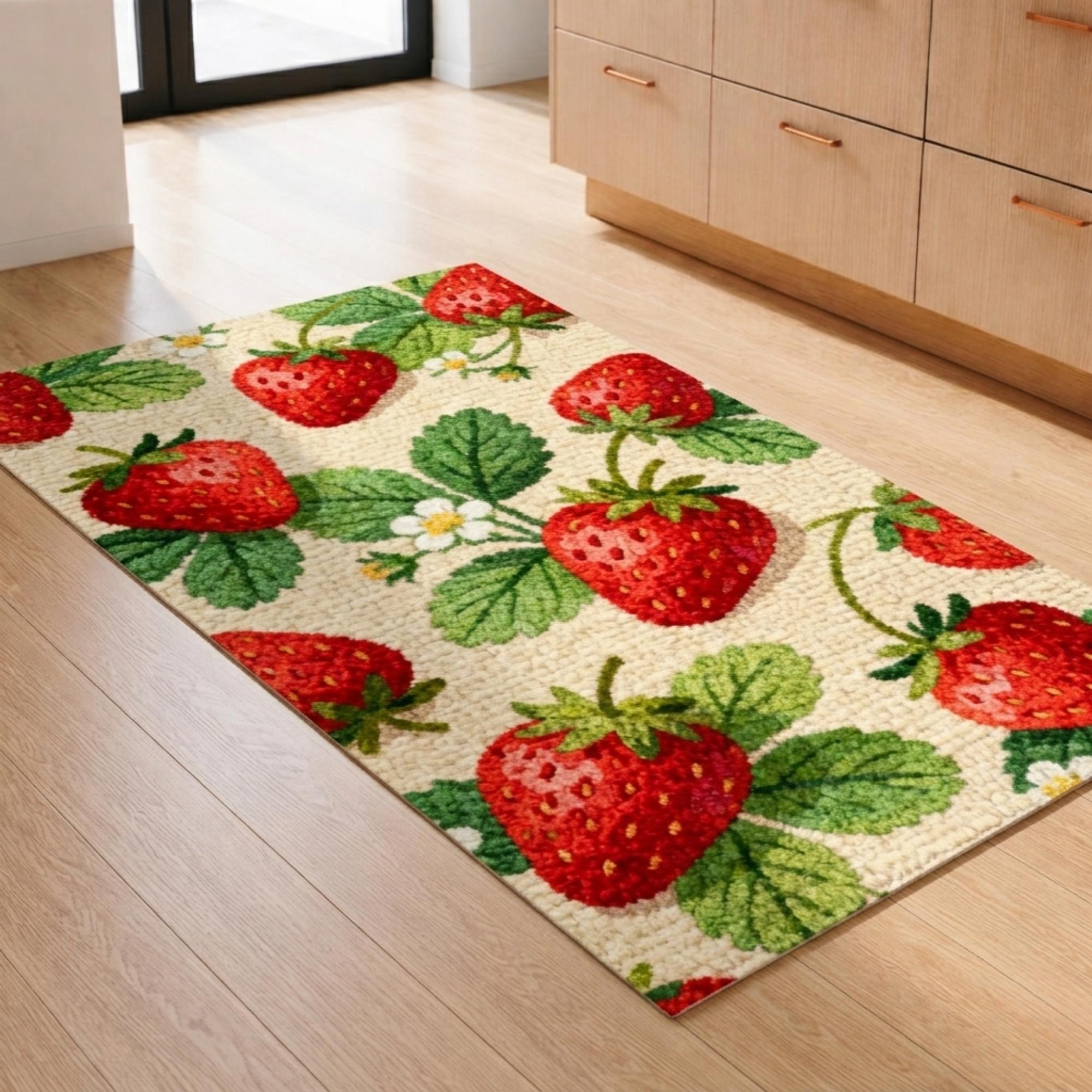 Stawberry Rug Strawberry Patterned Rug, Rural Home Style Rug, Fruit Rug, Vintage ...