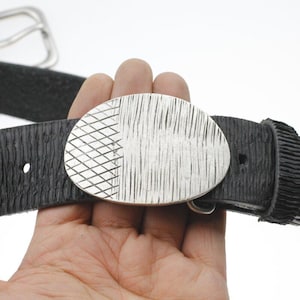 Silver Python Oval Belt Buckle, Western Style, Up to 4cm Belt