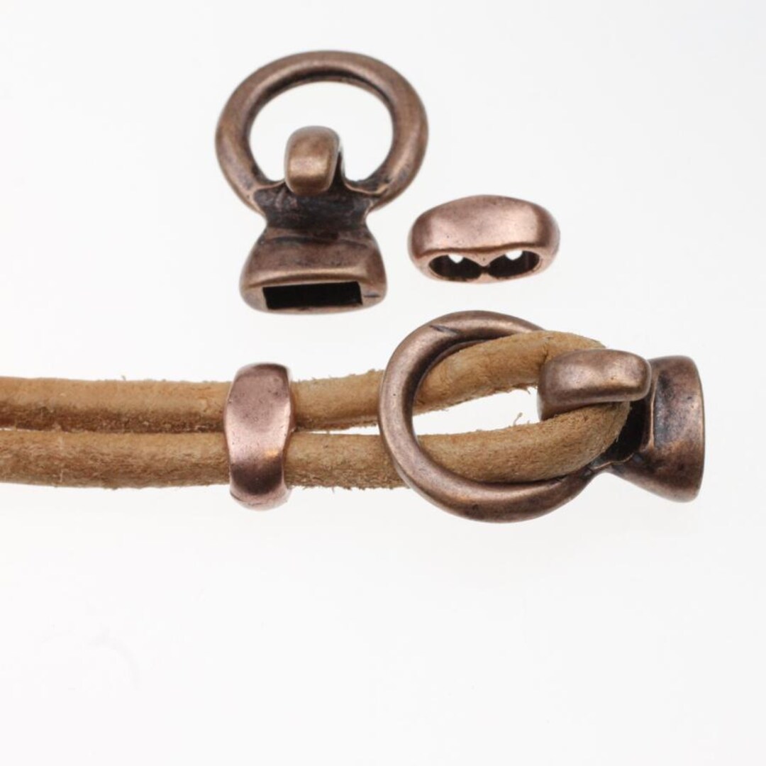 5 Antique Copper Hook and Loop Clasps: 5mm Leather Bracelet Findings ...
