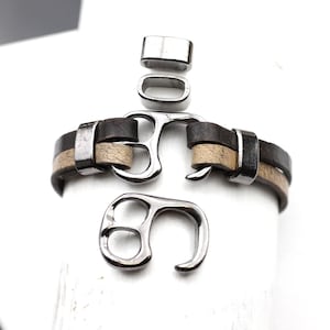 5 Sets Jet Hematite Hook Bracelet Clasps with 2 Slider Beads: Zamak Jewelry Findings - ZM230jh
