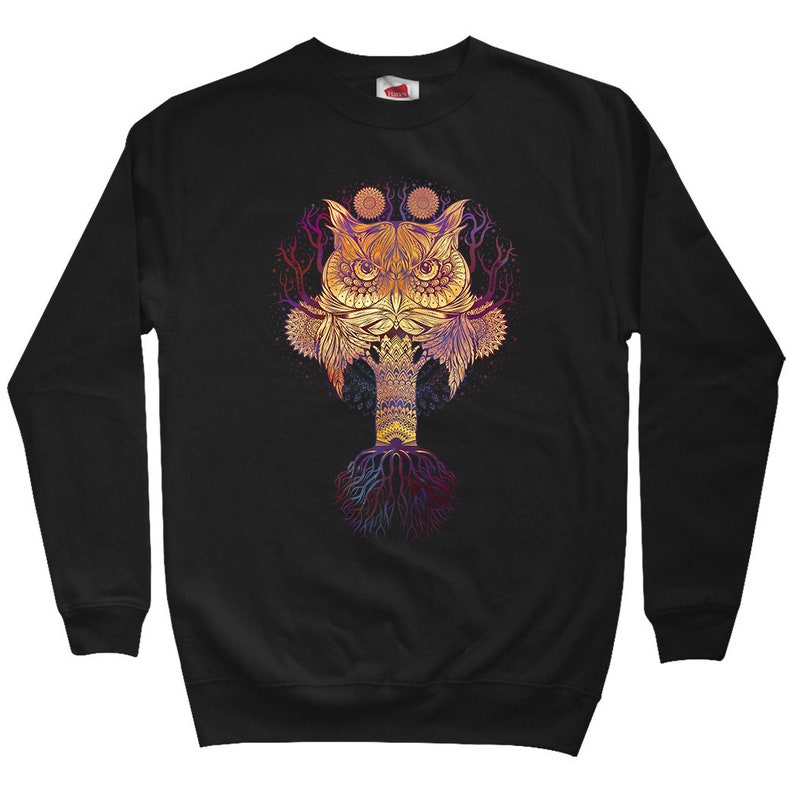 Mandala Shirt Men S M L XL 2x Owl Mandala Sweatshirt Owl Shirt Nature Shirt Tree Shirt Crewneck Yoga Shirt