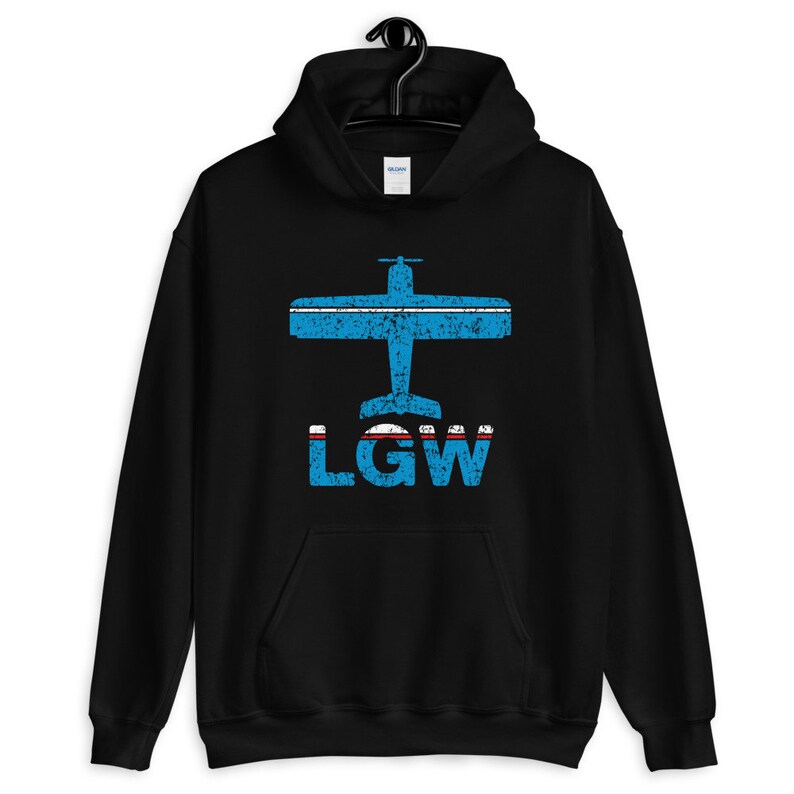 Gift for Men Vintage Plane London Hoodie Aviation Hoodie Men S M L XL 2x Her Fly London Gatwick LGW Airport Hoodie Pilot Hoodie