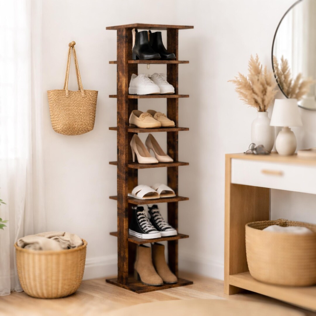 Shoe Rack Elevated 8 Tier Vertical Shoe Rack for Living Room – Entryway Organizer Tall ...