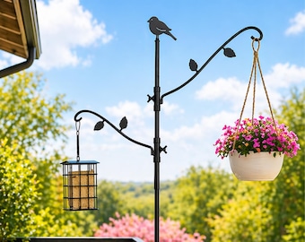 Heavy Duty Deck Mount Bird Feeder Pole – Adjustable Steel Porch Hook Stand