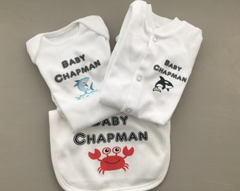 Personalised Baby Shark Baby Grow Body Suit Vest Cute Custom Present Viral Song