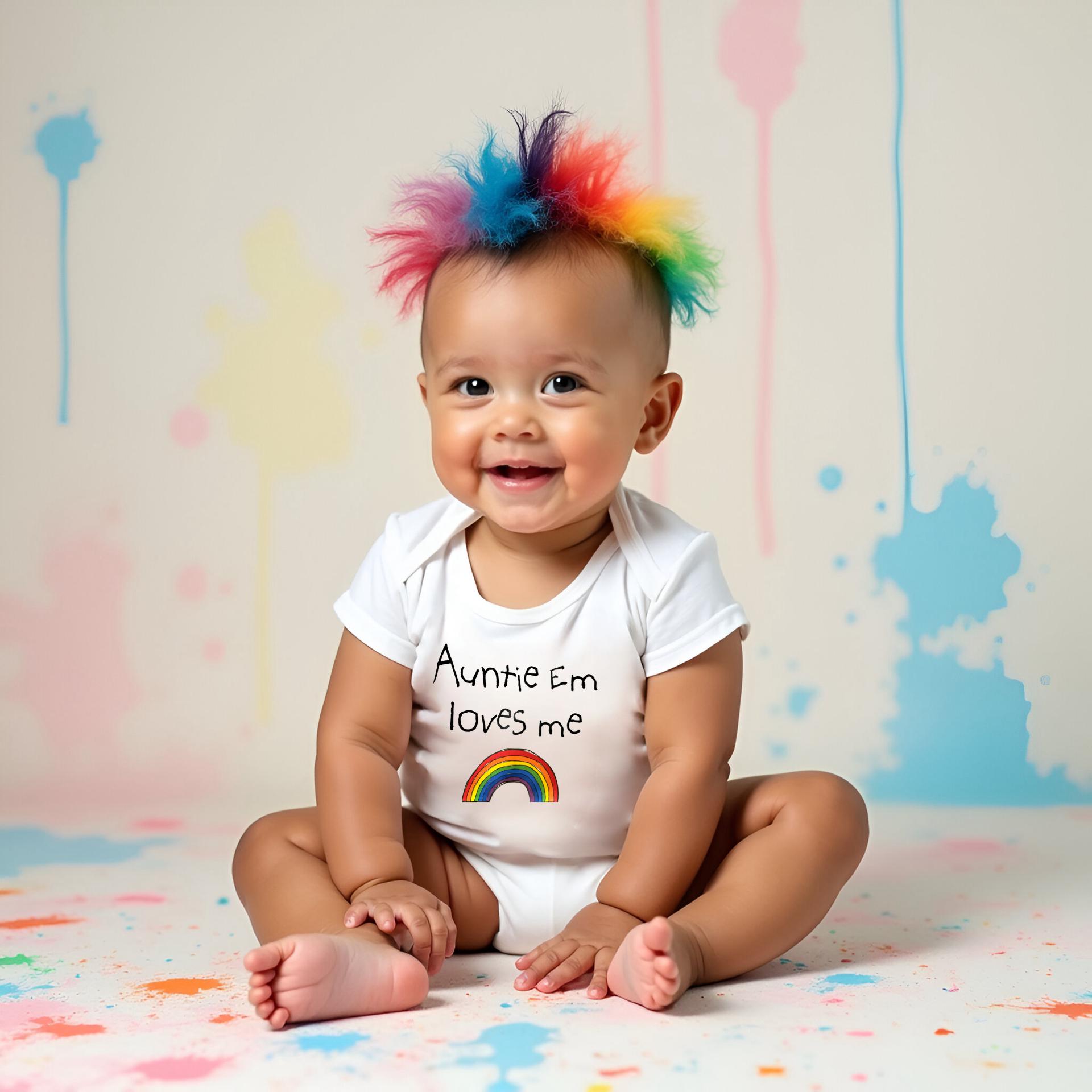 Unisex PERSONALISED babygrow Rainbow baby babygrow, bodysuit, vest. ANY SLOGAN romper, baby gift, nhs, gay pride, Aunty babygrow