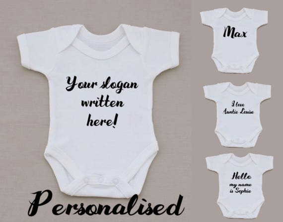 PERSONALISED unisex baby clothing rainbow vest babygrow baby shower gift SLOGAN