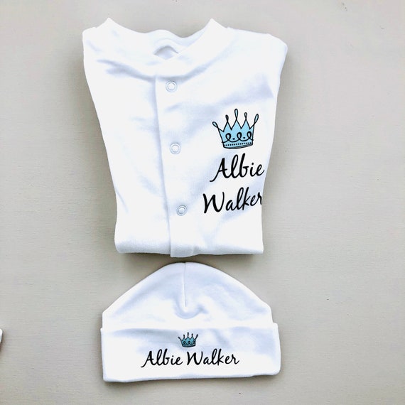 personalised baby grow and hat