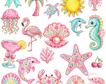 Summer Beach Clipart Bundle, Pool Party Clipart, Cute Summer Graphics, Summertime Png, Summer Shirts Designs, Sublimation, Instant Download