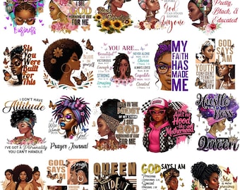 Black Queen Sublimation Bundle, Afro Woman Quotes,  African American Praying Girl Stickers