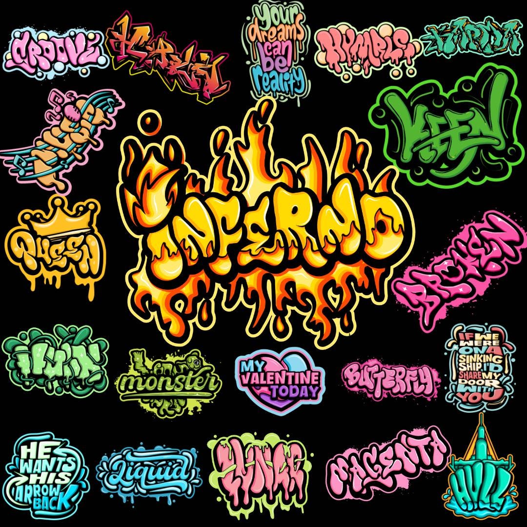 Street Graffiti PNG Bundle | Urban Art Sublimation Clipart (digital ...