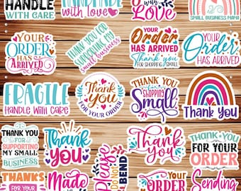 Small Business Sticker PNG Bundle | Packaging Labels, Thank You Designs (Digital Download)