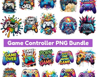 Game Controller PNG Bundle | Gamer Clipart, Neon Gaming Art (Digital Download)