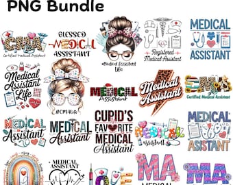Medical Assistant PNG Bundle, Stethoscope, Nurse Life Sublimation Designs (Digital Download)