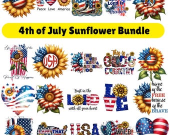 US Patriotic Sunflower PNG Bundle, 4th July sunflower png, American Flag Sunflower, Patriotic Sunflower, USA Png Designs, American Sunflower