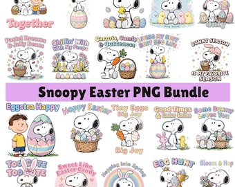Snoopy Easter PNG Bundle, Peanuts Spring Clipart (Digital Download)