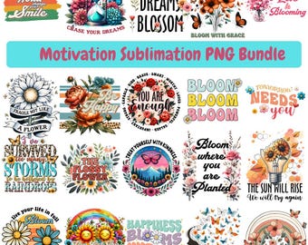 Motivational PNG Bundle, Inspirational Quotes PNG, Colorful Sublimation Designs, T Shirt Print Digital Download.