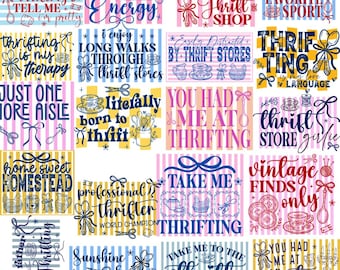 Thrifting PNG Bundle, Vintage Thrift Shop Sayings, I’d Rather Be Thrifting Design, Antiquing Sublimation Digital Download