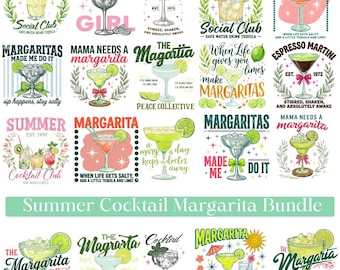 Summer Drink PNG Bundle, Margarita PNG Bundle, Cocktail PNG Bundle, Beach Vacation Shirt Designs, Girls Trip Png Pack, Summer png Bundle