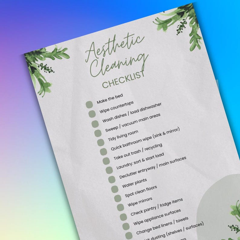 Aesthetic Cleaning Checklist Printable | Editable Cleaning to Do List ...