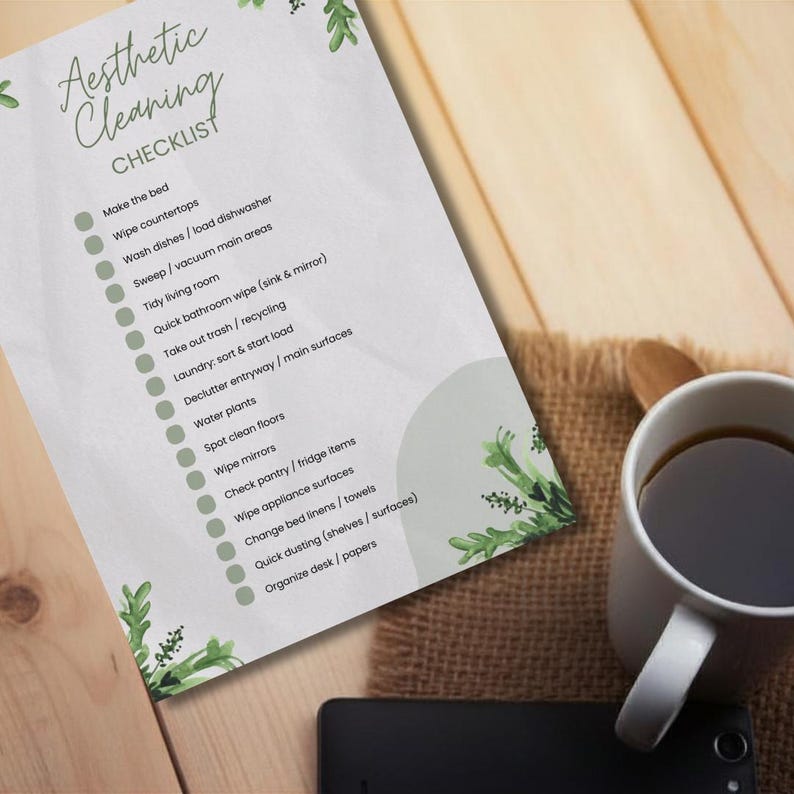 Aesthetic Cleaning Checklist Printable | Editable Cleaning to Do List ...