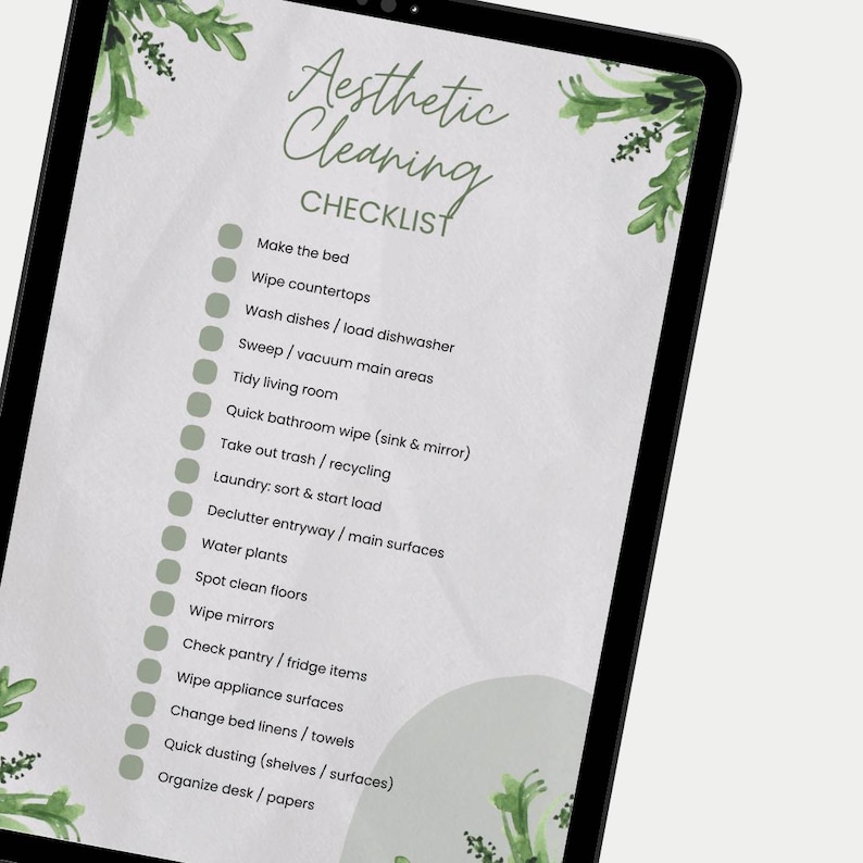 Aesthetic Cleaning Checklist Printable | Editable Cleaning to Do List ...