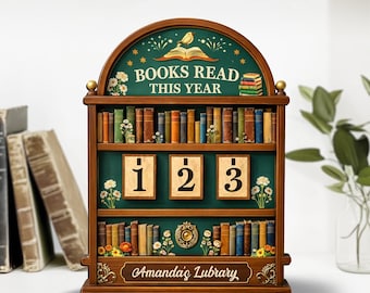 Personalized Book Tracker Sign, Custom Books Read Counter, Wooden Library Decor, Reading Log Display, Gift for Book Lovers
