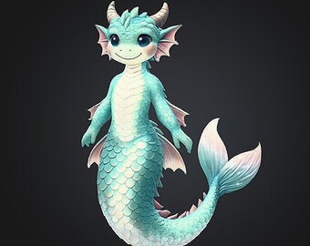 Mermaid Dragon STL/RPG File for 3D Printing-Digital Download
