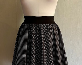 WOMEN'S - circle skirt black with white dots various sizes