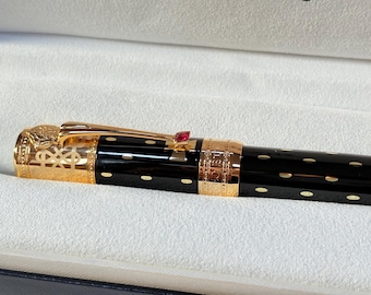 Montblanc Golden Black Queen Elizabeth Edition Füllfederhalter - Golden Trim , mittlere Feder