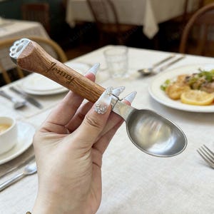 Personalized Ice Cream Spoon, Cute Cat Ears Engraved Spoon, Kitchen Spoon, Dessert Lover, Gift For Child, Dining Spoon, Kitchen Utensils