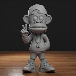 Hip Hop Monkey STL File | Ape 3D Print Model | Street Style Monkey Figurine
