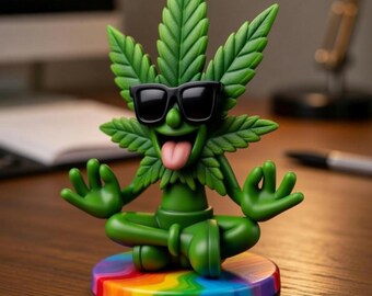 Cannabis Yoga Figurine STL | Meditating Weed Leaf Character | Funny Stoner Zen Decor | 3D Print Relaxation Statue | 420 Gift